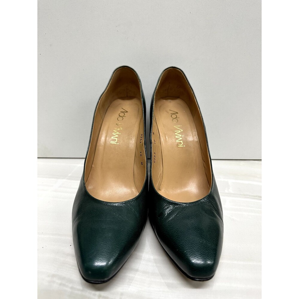 Aldo Viviani vintage women size 10 M  green leather stiletto heels pumps shoes